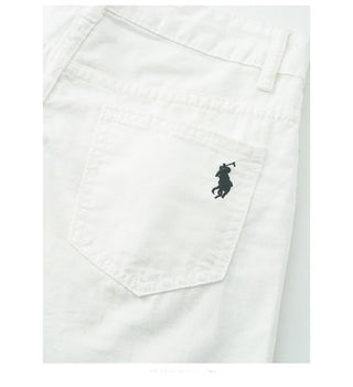 pleated denim shorts