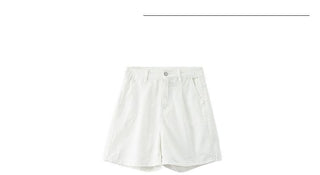 pleated denim shorts