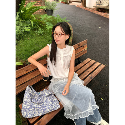 pleated sleeveless shirt