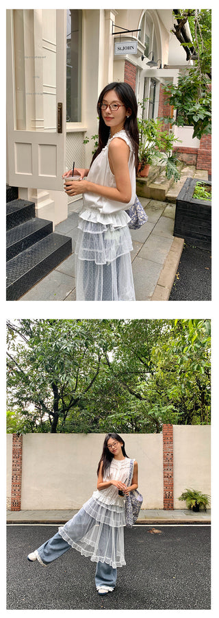 pleated sleeveless shirt