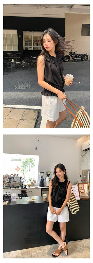 pleated sleeveless shirt