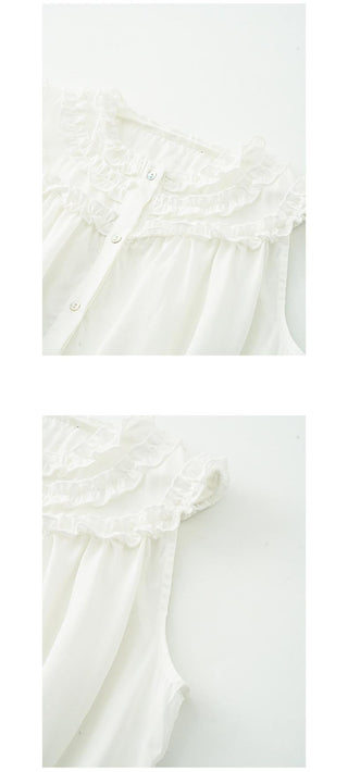 pleated sleeveless shirt