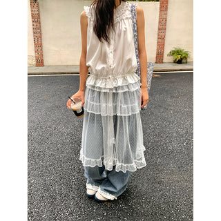pleated sleeveless shirt