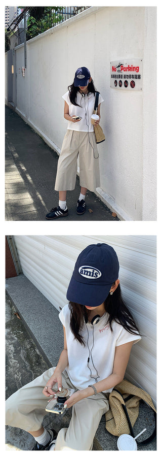 letter embroidered Top