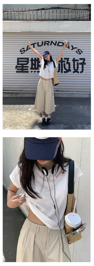 letter embroidered Top