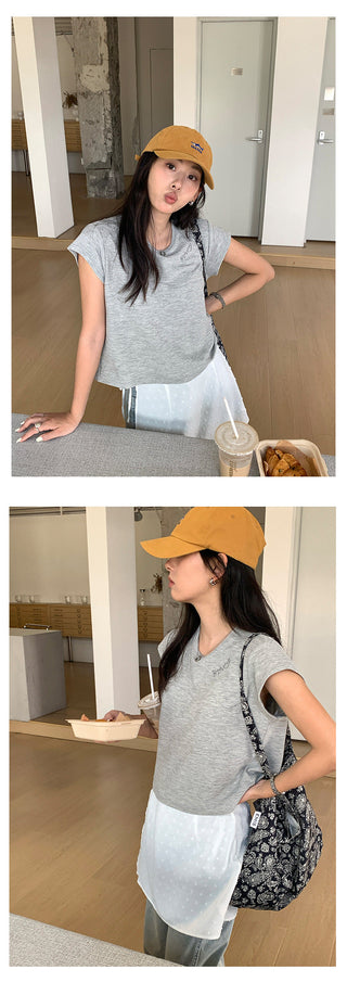 letter embroidered Top