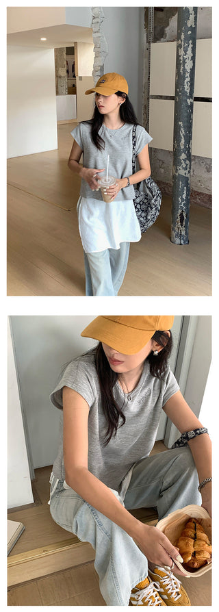 letter embroidered Top