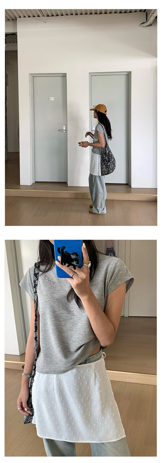 letter embroidered Top