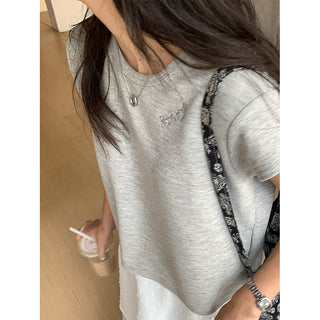 letter embroidered Top