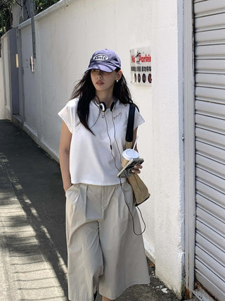 letter embroidered Top