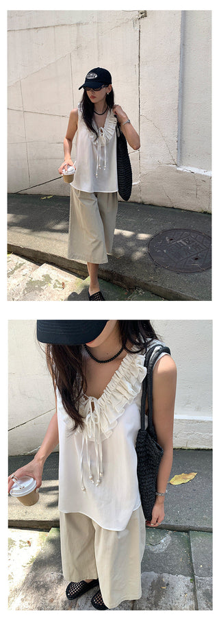 ruffled v-neck top