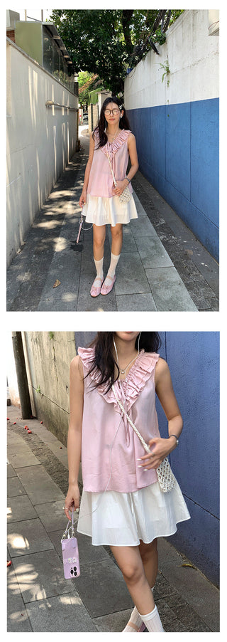 ruffled v-neck top