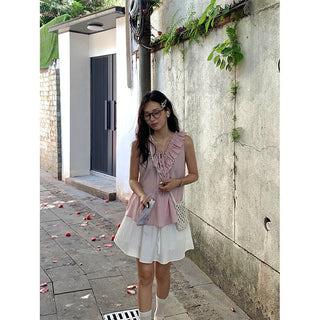 ruffled v-neck top