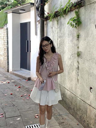 ruffled v-neck top
