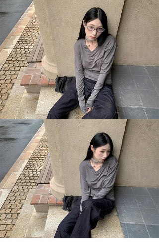 rhinestone pleated Top