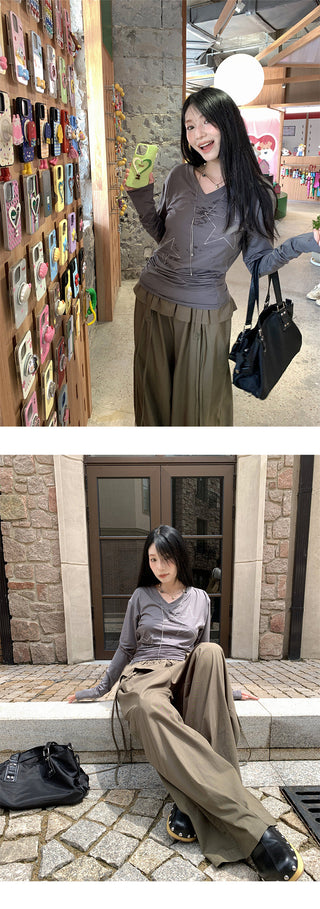 rhinestone pleated Top