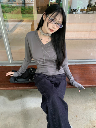 rhinestone pleated Top