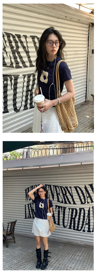 printed shoulder Top