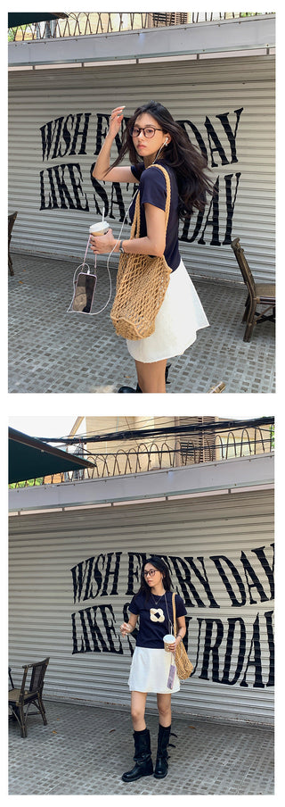 printed shoulder Top