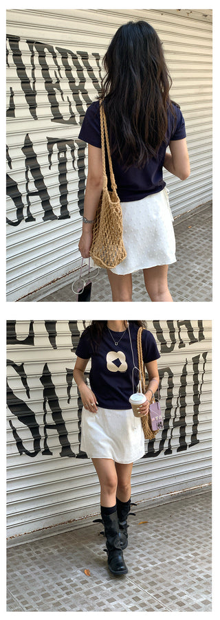printed shoulder Top