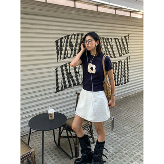 printed shoulder Top