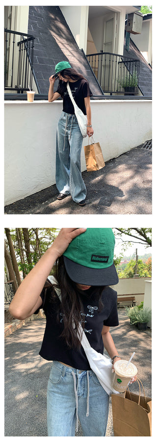 drawstring denim pants