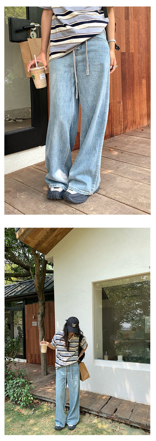 drawstring denim pants