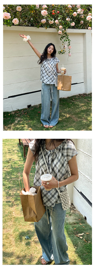 drawstring denim pants