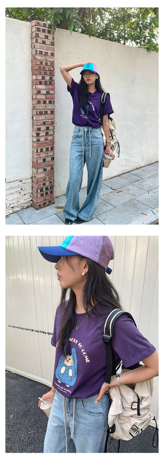 drawstring denim pants