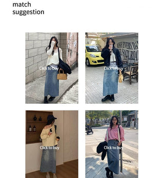 multi-pocket denim skirt