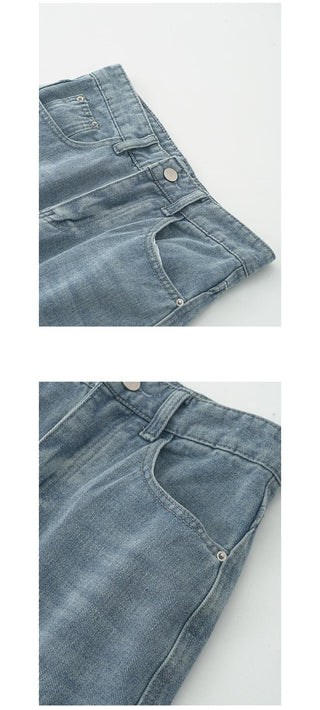 multi-pocket denim skirt