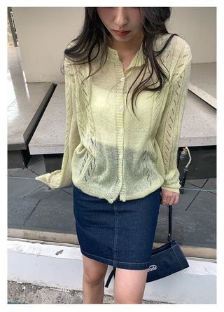 hollow-out cardigan