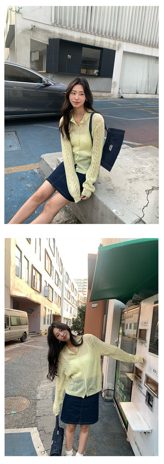 hollow-out cardigan