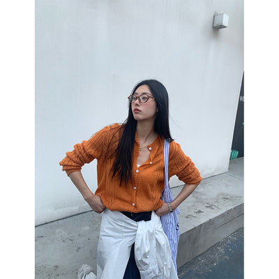 hollow-out cardigan
