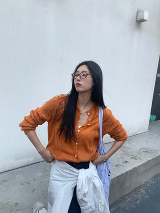 hollow-out cardigan