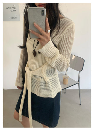lace-up knit top