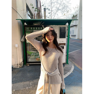 lace-up knit top
