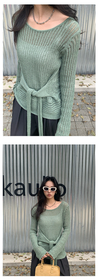 lace-up knit top