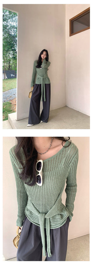 lace-up knit top
