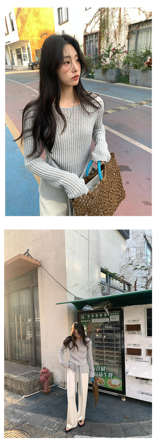 lace-up knit top