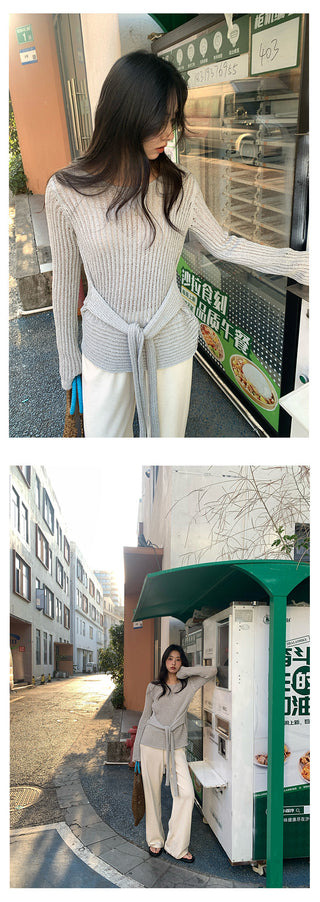 lace-up knit top