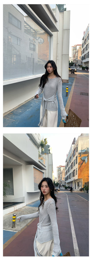 lace-up knit top