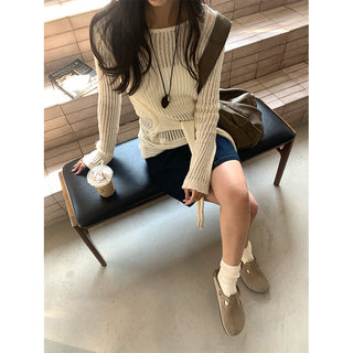 lace-up knit top