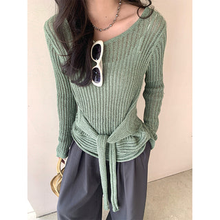 lace-up knit top