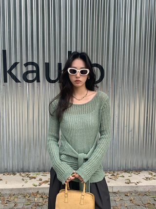lace-up knit top