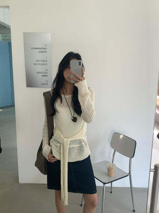 lace-up knit top
