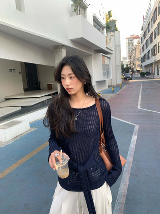 lace-up knit top