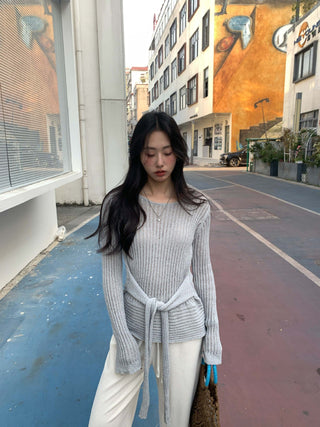 lace-up knit top