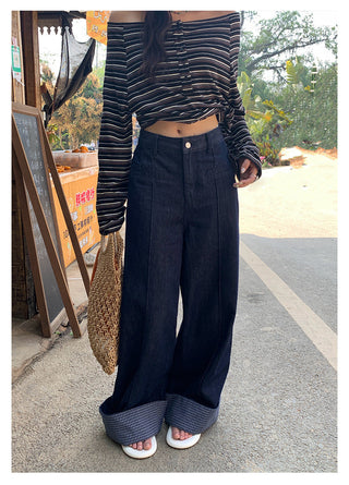 plaid wide jeans