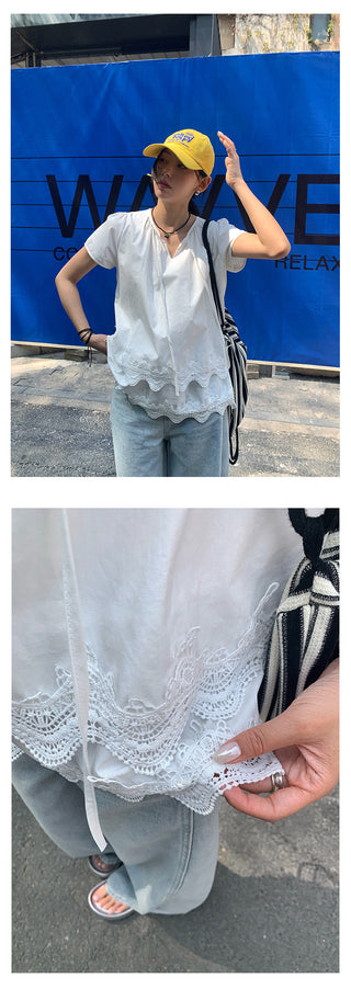 puff lace top